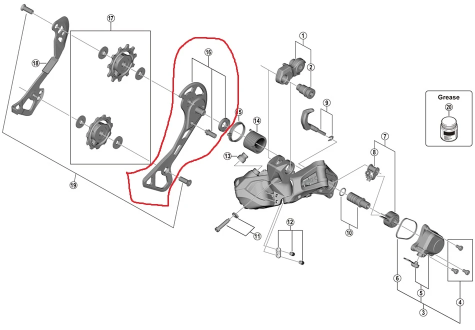 Shimano GRX RD-RX817 Schaltwerk Leitblech Aussen 1 Shimano GRX RD-RX817 Schaltwerk Leitblech Aussen
