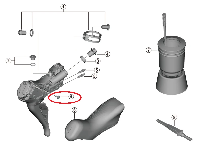 Shimano Dura Ace ST-R9270/Ultegra ST-R8170 Disc Schalt/Bremshebel Schraube Batteriefach 1 Shimano Dura Ace ST-R9270/Ultegra ST-R8170 Disc Schalt/Bremshebel Schraube Batteriefach
